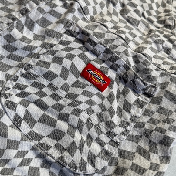 Dickies Funky Checkered Overalls Sz L Graphic Black White Workwear - Picture 9 of 9